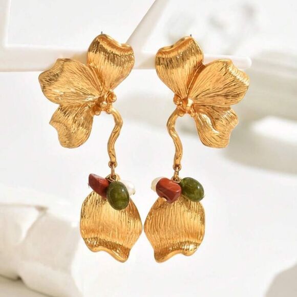 Floral Drop Earrings A1258 - Picture 1 of 4